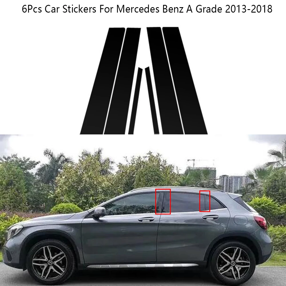 

Черные колонны из углеродного волокна 6 шт., отделочные наклейки для колонны Mercedes Benz класса A 2013-2018, молдинги, Стайлинг, внешние аксессуары