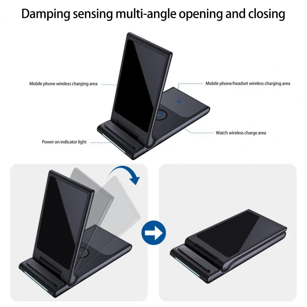 Wireless Charger  Useful Foldable Acrylic  Foldable 3 in 1 Charging Station for Travel
