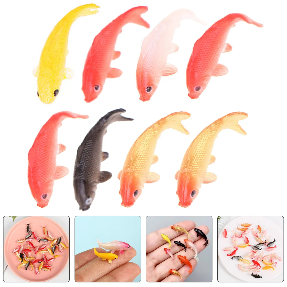 8/10/12pcs Dollhouse Miniature Goldfish Model Simulation Mini Fish Carp Animal Figure Kids Toys Home Decoration Mixed Style personalized decoration modification of 3k210g red camouflage pattern kevlar mixed carbon fiber cloth car cover