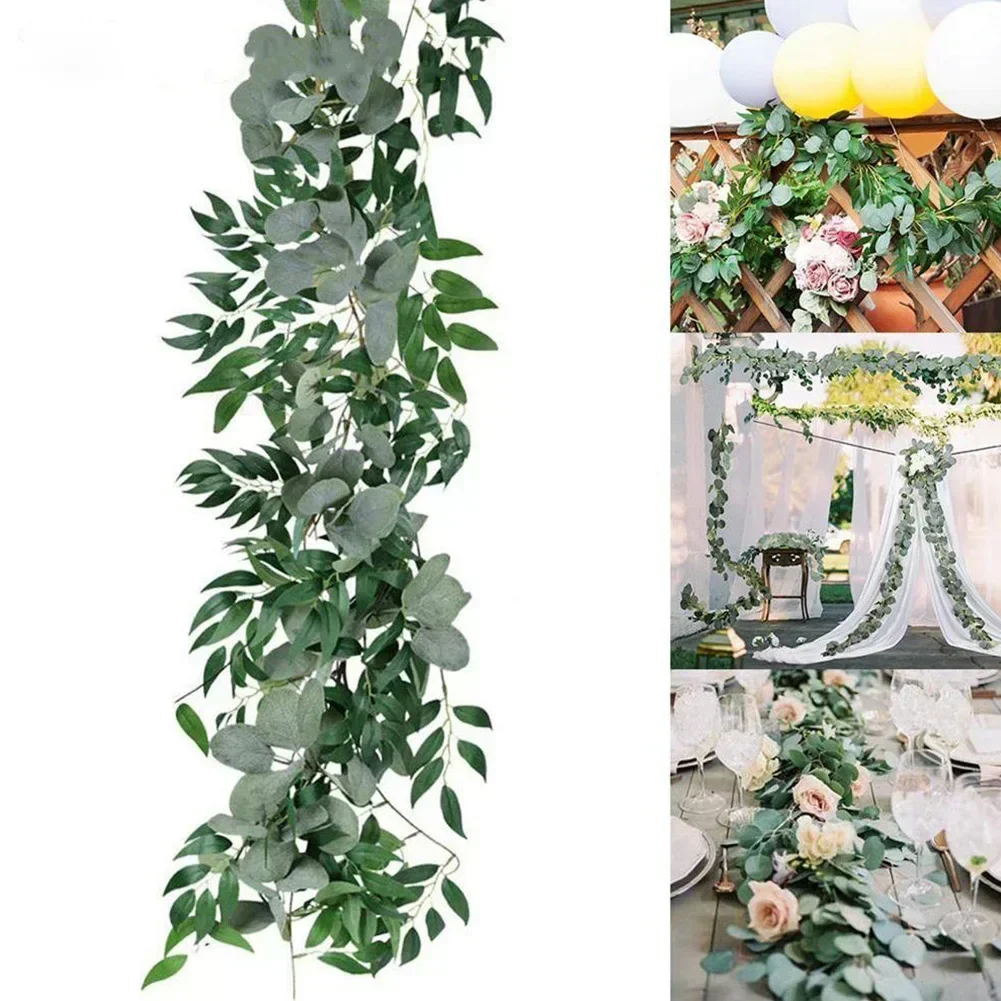 Artificial Plants Eucalyptus Leaf Vines For Wedding Backdrop And Wall Decor Creeper Wall Hanging Green Plant Decoration