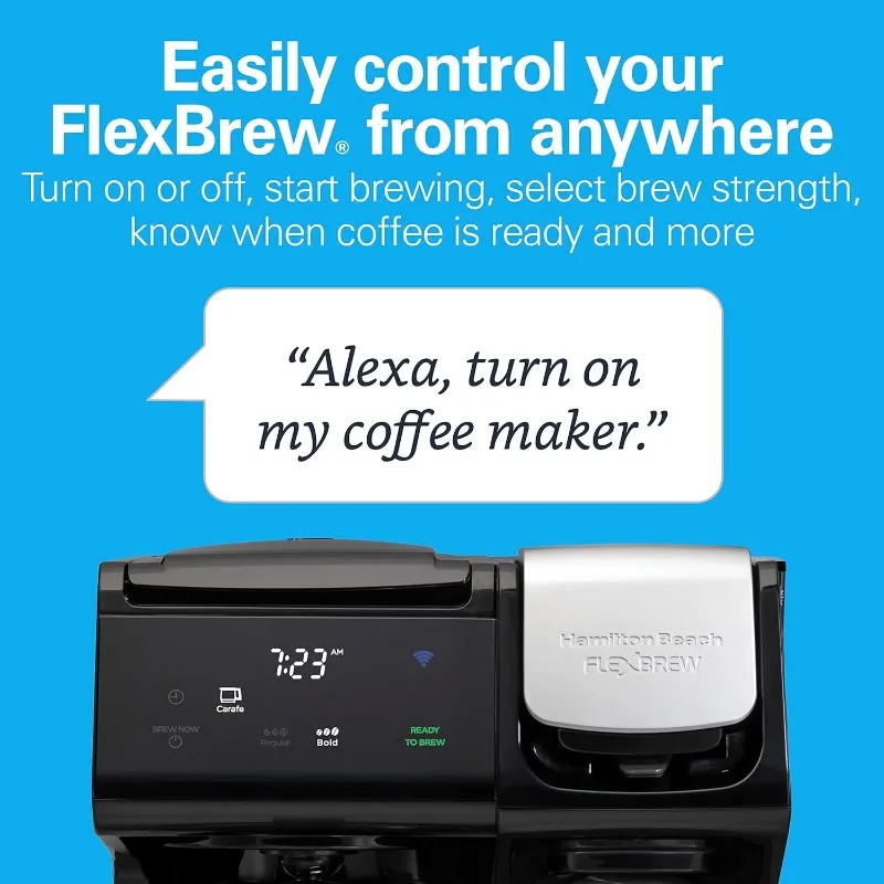 Hamilton Beach 49911 FlexBrew Trio 2-Way Coffee Maker, Single Serve & Full 12c Carafe, Black, FastBrew, Removable Reservoir 3