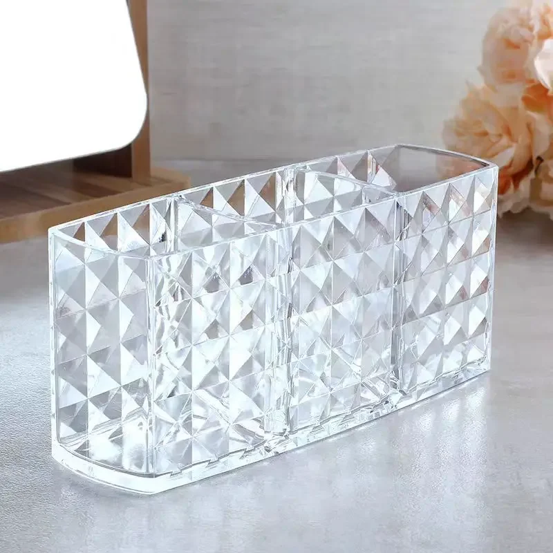 Makeup Storage Box 1pc Acrylic Diamond Pattern Makeup Brush Lipstick Eyeshadow Cosmetics Storage For Pen