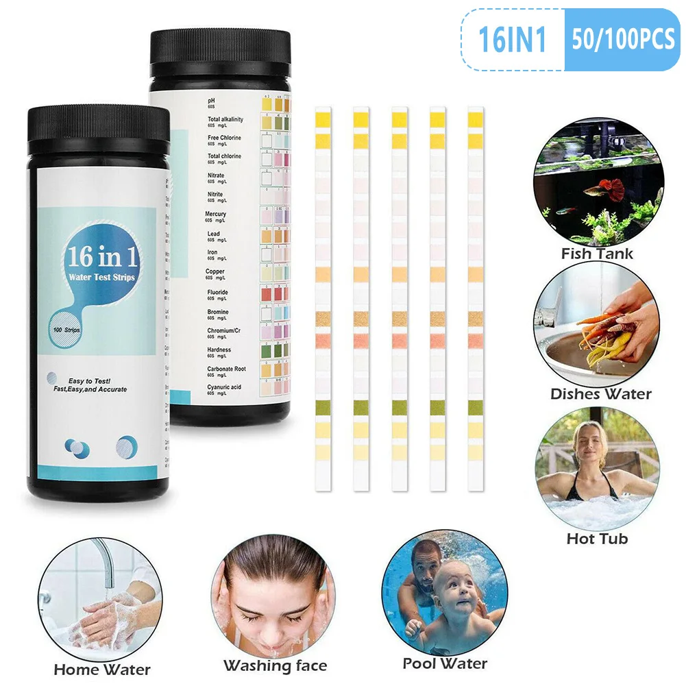 Water Quality Test Kit Complete 16 In 1 Drinking Water Test Kit Strips for Tap Water Quality Testing PH Safe Lead Free Fast Results