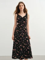 DUSHU Plus-Size Women’s【Midnight Rose】 Lace Strapless Dress – 2025 Summer New Arrival Knot Slimming Long Dress 25DS82259