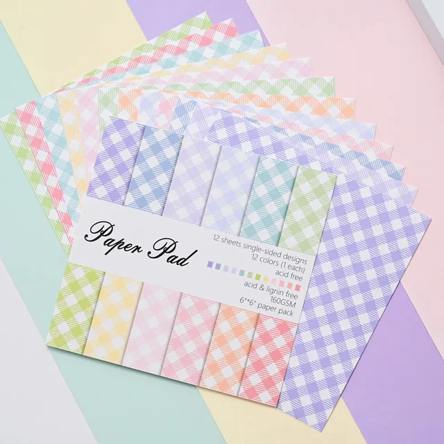 12 pc 6" x 6" Swiss Dot or Grid Scrapbook Paper 4