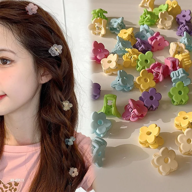 19Colors 6Pcs/lot Solid Flower Hair Claws Pink Purple Blue Small 2cm Girls Sweet Crab Kids Hair Clips Styling Women Accessories