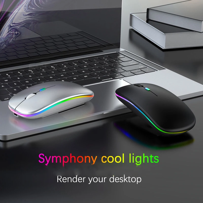 1600DPI 2.4Ghz Wireless Mouse Ergonomic Silent Mouse Rechargeable RGB Backlight Mice USB Receiver For Laptop PC Tablet Mute Mice wireless mouse ergonomic mouse