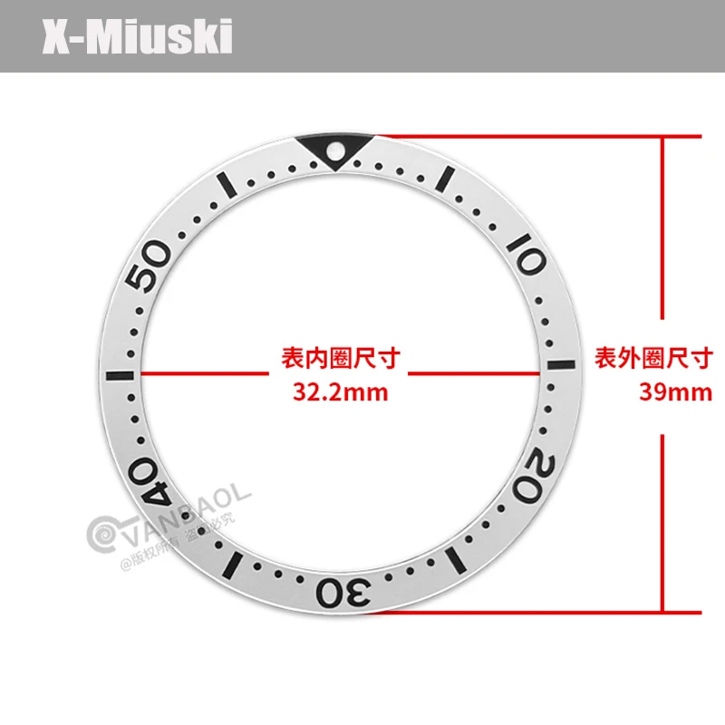 39mm x 32mm 거북이 시계 베젤 인서트 6105 6309 거북이 전복 시계 케이스 남성용 시계 베젤 링 교체