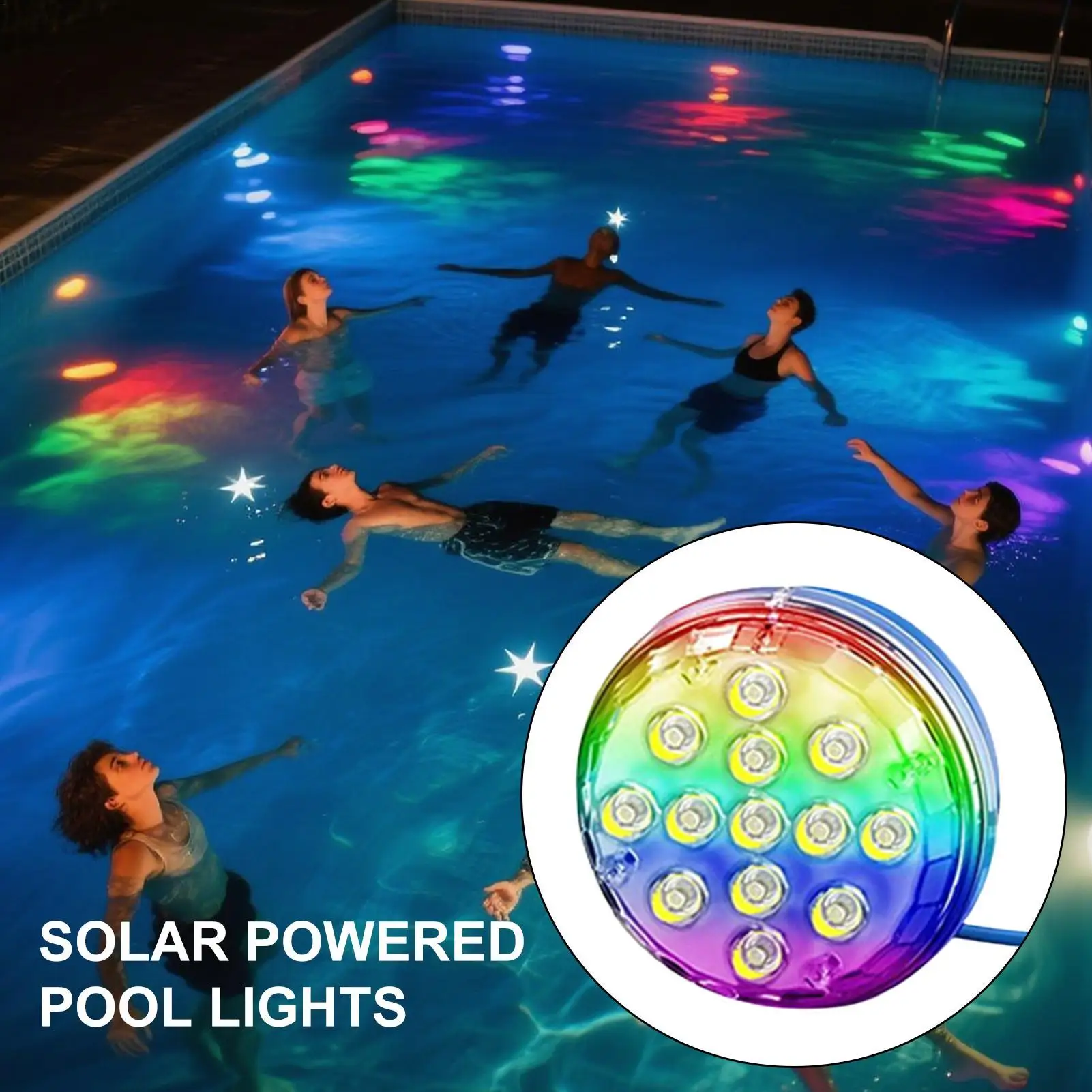 RGB Solar Pool Lights Swimming Pool Solar Lights with Timer 16 Colors Magnetic Submersible Lighting Accessories for Poolside