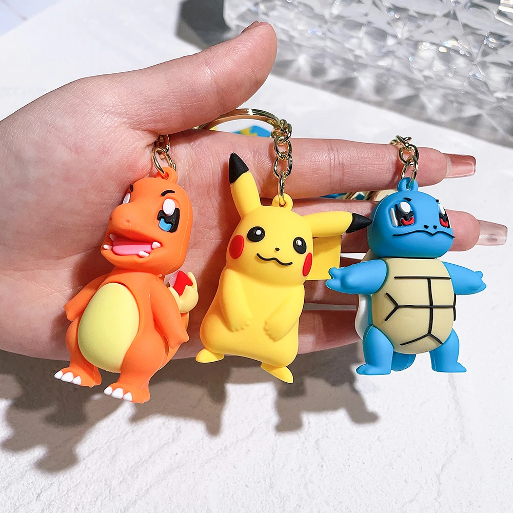 anime keychain Pokemon Keychain Pikachu Anime Action Figure Toy Kawaii Cartoon Charmander Psyduck Doll Keyring Car Bag Pendant Kid Gift