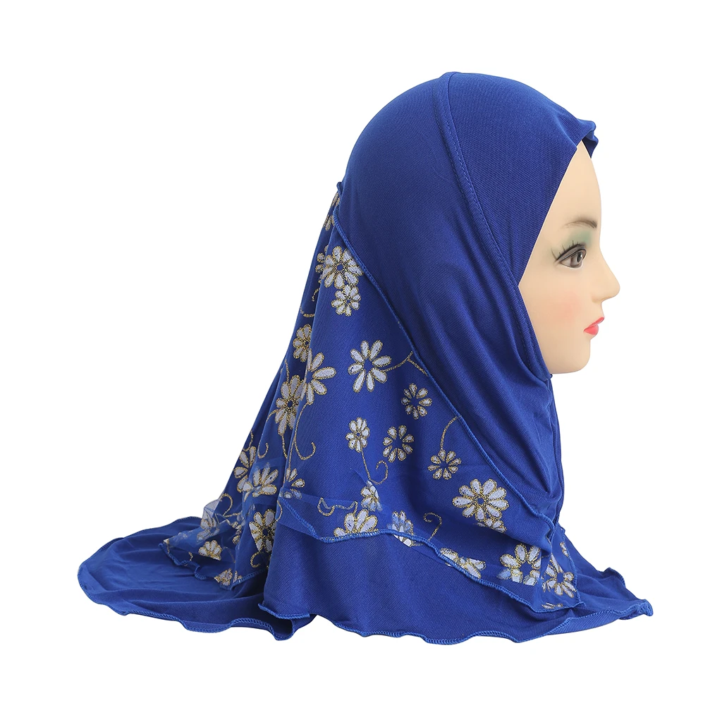beautiful small girl hijab with flower net cute hijab hats caps can fit 2-5 years old girls muslim baby headscarf muslim hijab