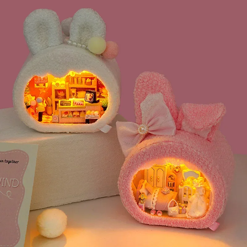 Diy Cottage Handmade Rabbit House Model Creative Birthday Gift Children's Toys Educational Stall 4