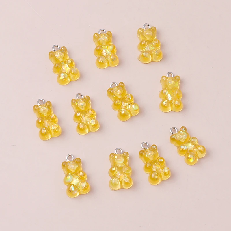 Leslie 10 Stück 22 x 11 mm Harz-Pailletten, Gummibärchen-Charms für Schmuckherstellung, Cartoon-Ohrringe, Anhänger, Halsketten, Armbänder, DIY – Detail 7