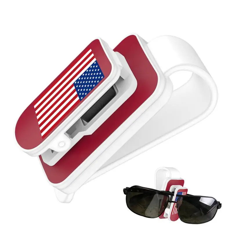 

Car Sunglasses Holder Multifunctional Sunglasses Clip With Protective Cushion American Flag Pattern Sunglass Holders Visor