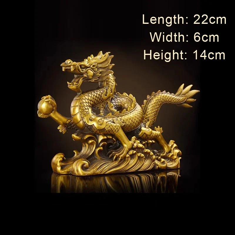 Copper Dragon Shaped Sculpture Decorative, Animal dragon, Home Living Room Office TV Cabinets Art Decorations, Brass Crafts, 1Pc