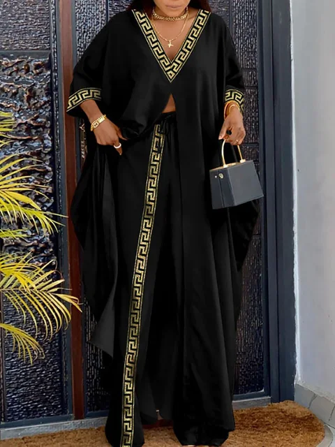 Nkechi 2 Piece Flare Sleeve Top Loose Pants - Image 3