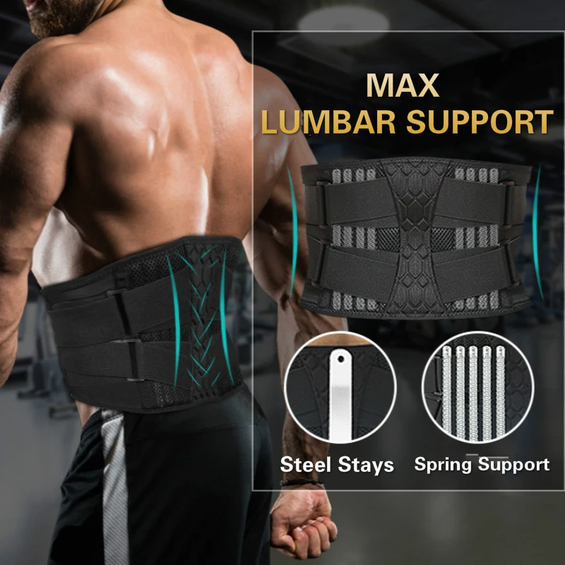 Corex Fitness Support Series Back Support Black Neoprene Adjustable Contoured 