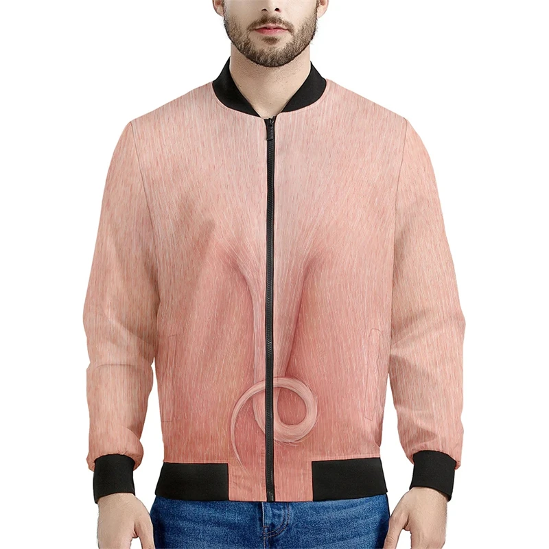 thumbnail image 1 of Nueva chaqueta con cremallera y estampado gráfico de animales divertidos de moda 2024, chaquetas de bombardero con cuello alto y estampado 3D de cerdo kawaii, blusas de calle de gran tamaño, 1 of 4