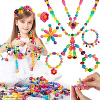 188-608pcs Pop Beads Children Girls Princess Jewelry Making Kit Creative Necklace Bracelet Rings DIY Ideal Christmas Birthday Gi
