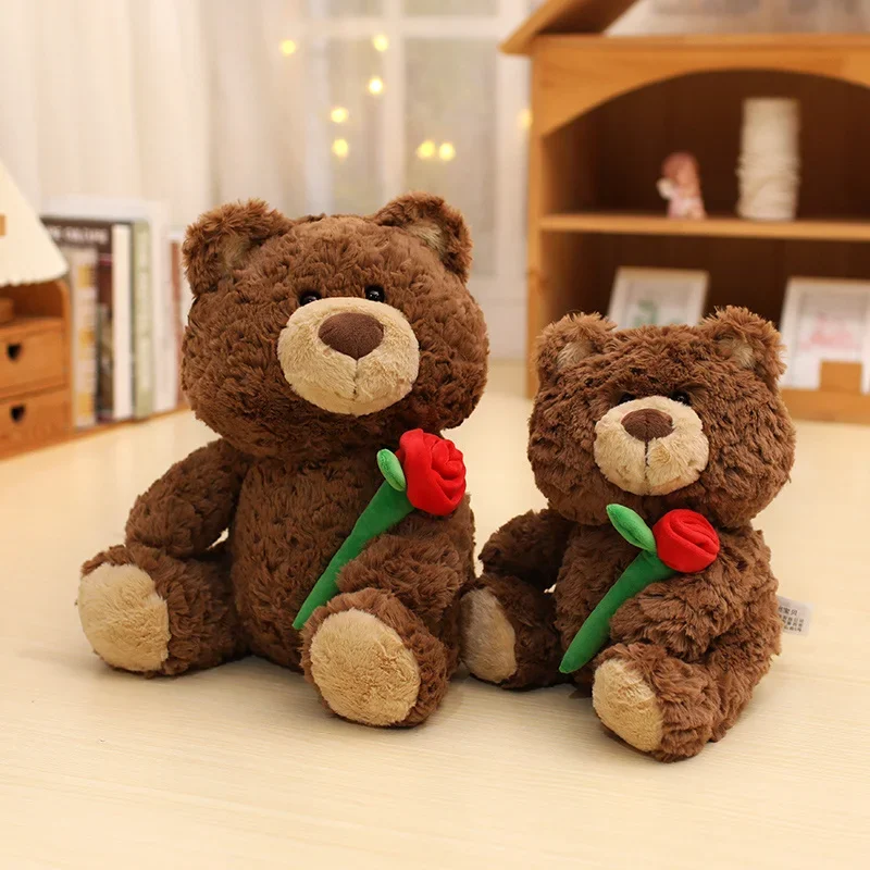 

Милый плюшевый мишка с розами, плюшевая игрушка, мягкий медведь, мягкая кукла, романтический подарок для любимого, домашний декор, подарок на День святого Валентина для девочек