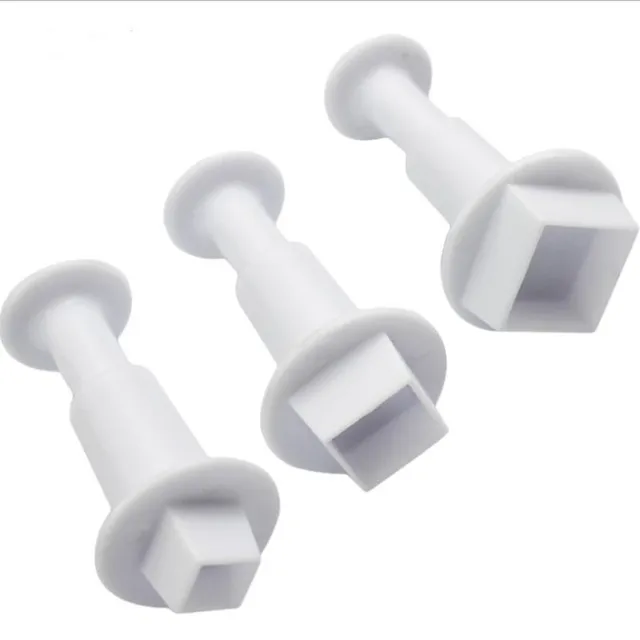 3Db Geometria Süti Vágó Műanyag Négyzet Alakú Cukrászdekoráció Fondant Keksz Cookie Penész Jeges Sütőszerszámok - Image 4