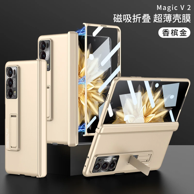Shockproof Armor Case with Tempered Glass and Stand - Matte Hard Cover
