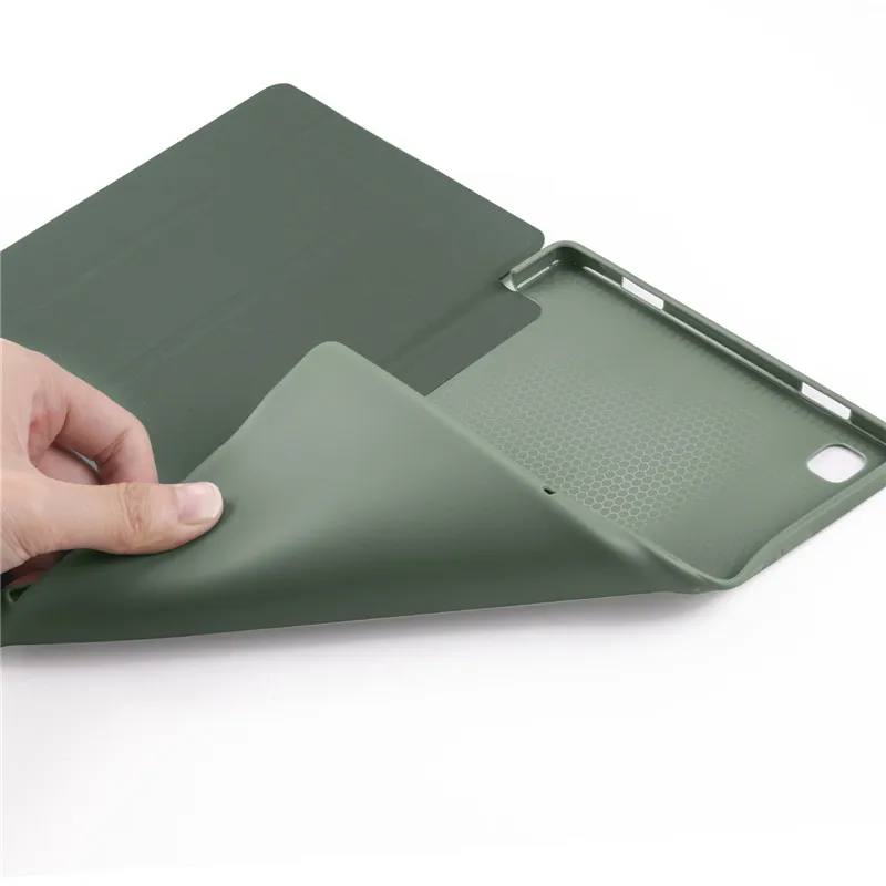 Soft Silicone Tri-Folding Stand Smart Tablet Case with Cover