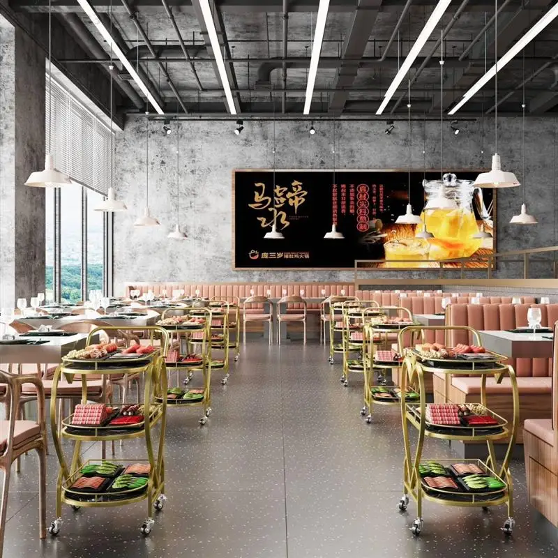 Nordic Mobile Trolley High-end Storage Car Hotel Wine Car Golden Multi-layer Iron Dining Restaurant Delivery