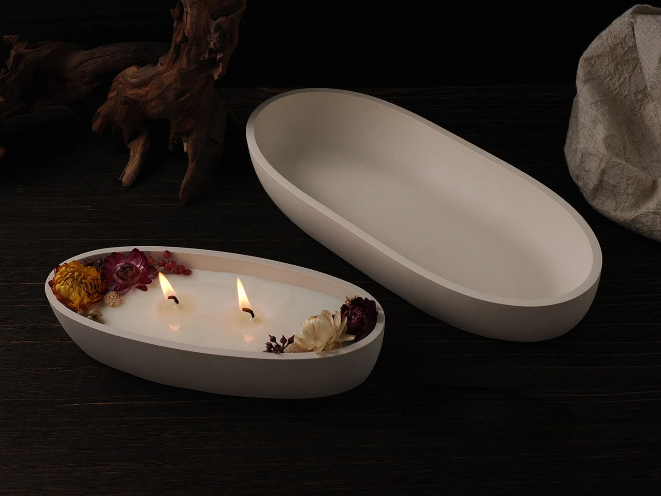 Silicone Mold Oval Cement Ship Shape Candle Jar DIY Concrete Plaster Flower Pot Wax Box Tray Home Decor