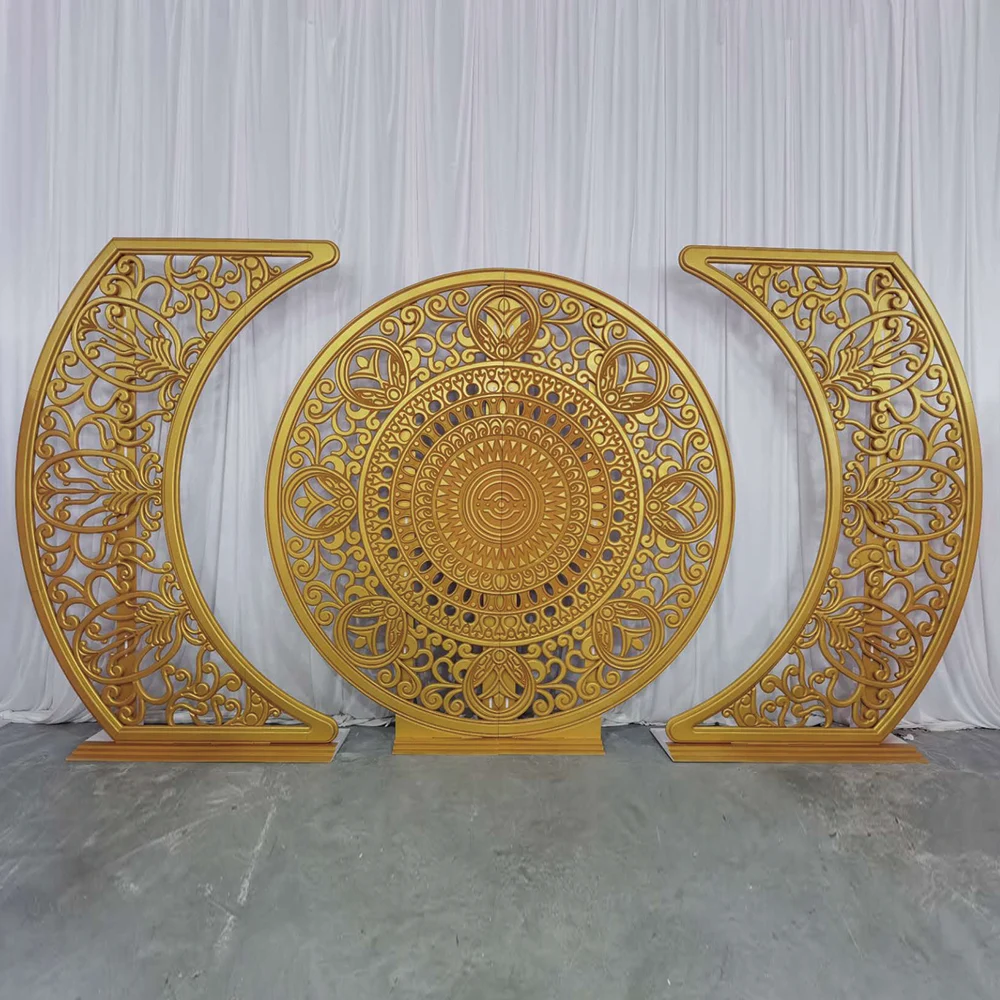 

Luxury Golden PVC UR Printer Wedding Decoration Backdrop Stand For Party Event Decor