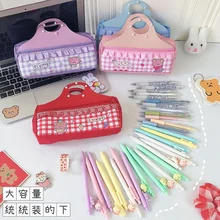 

Pocket Pencil Case For Girl Lace Pencil Bag Kawaii Stationery Organizer Cartoon Bear Large Capacity Pen Bag Пенал Estojo Escolar