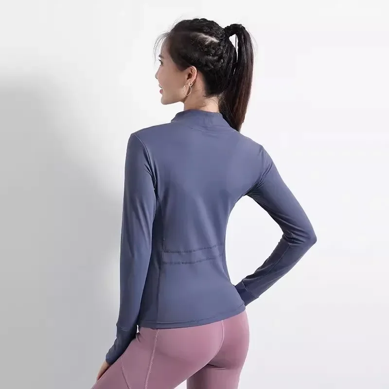 Women's Slim Fit Long Sleeve Sports Jacket Zip Fitness Yoga Workout Running Cardigan Warm Gym Activewear Top 2