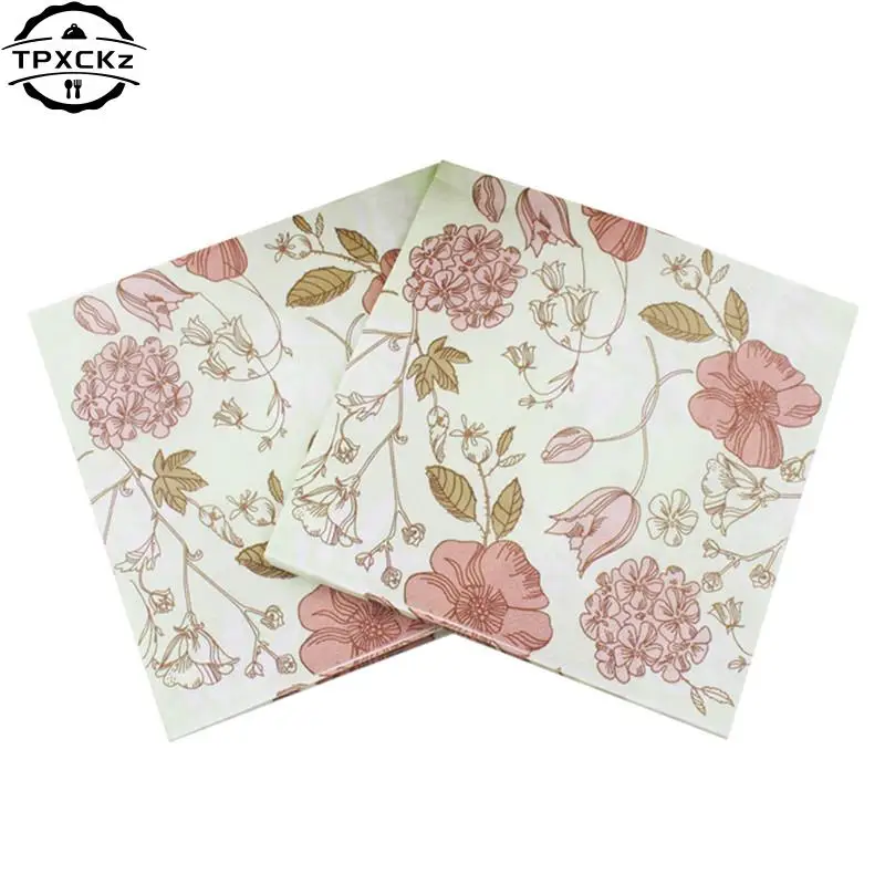20Pcs/lot Tissue Napkins Floral Flower Theme Paper Napkins Decoupage Decoration Festive Party Supplies 33x33cm