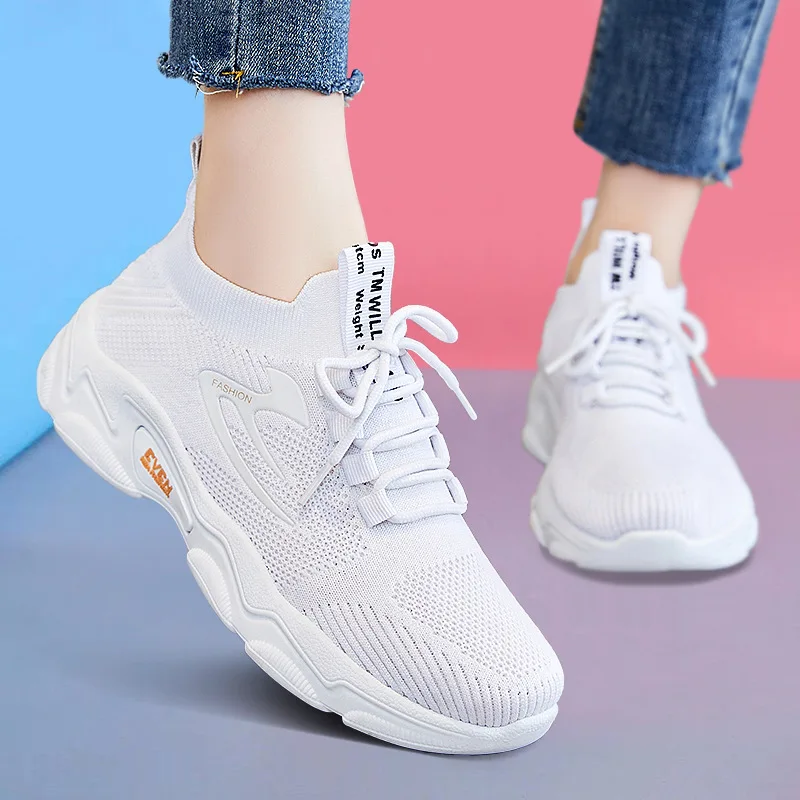 2024 new female casual running shoes fashionable running shoes mesh breathable platform sports shoes driving work