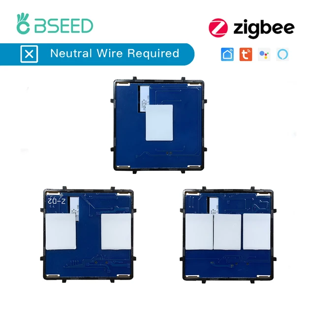 BSEED Zigbee Smart Switch 1/2/3Gang Sensor Switch Function Part Only Alexa Tuya Smart Home Control App 1/2/3Way No Neutral Wire