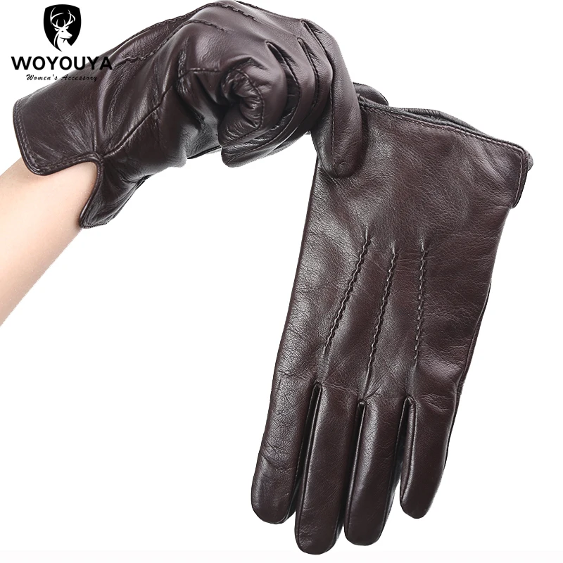 Warm Gloves Leather Gloves Male Gloves Comfortable Keep warm gloves male winter Water ripple design sheepskin men's gloves