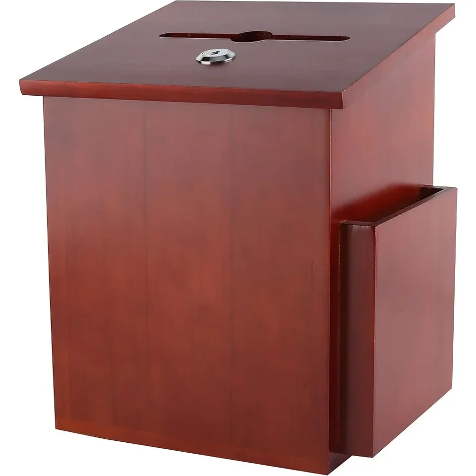Wooden Donation Collection Ballot Box with Lock