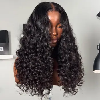 Short Bob Cut Blunt Water Wave 13X4 HD Lace Frontal Wigs Synthetic Wig Preplucked With Baby Hair Bleached Knots Glueless Wigs