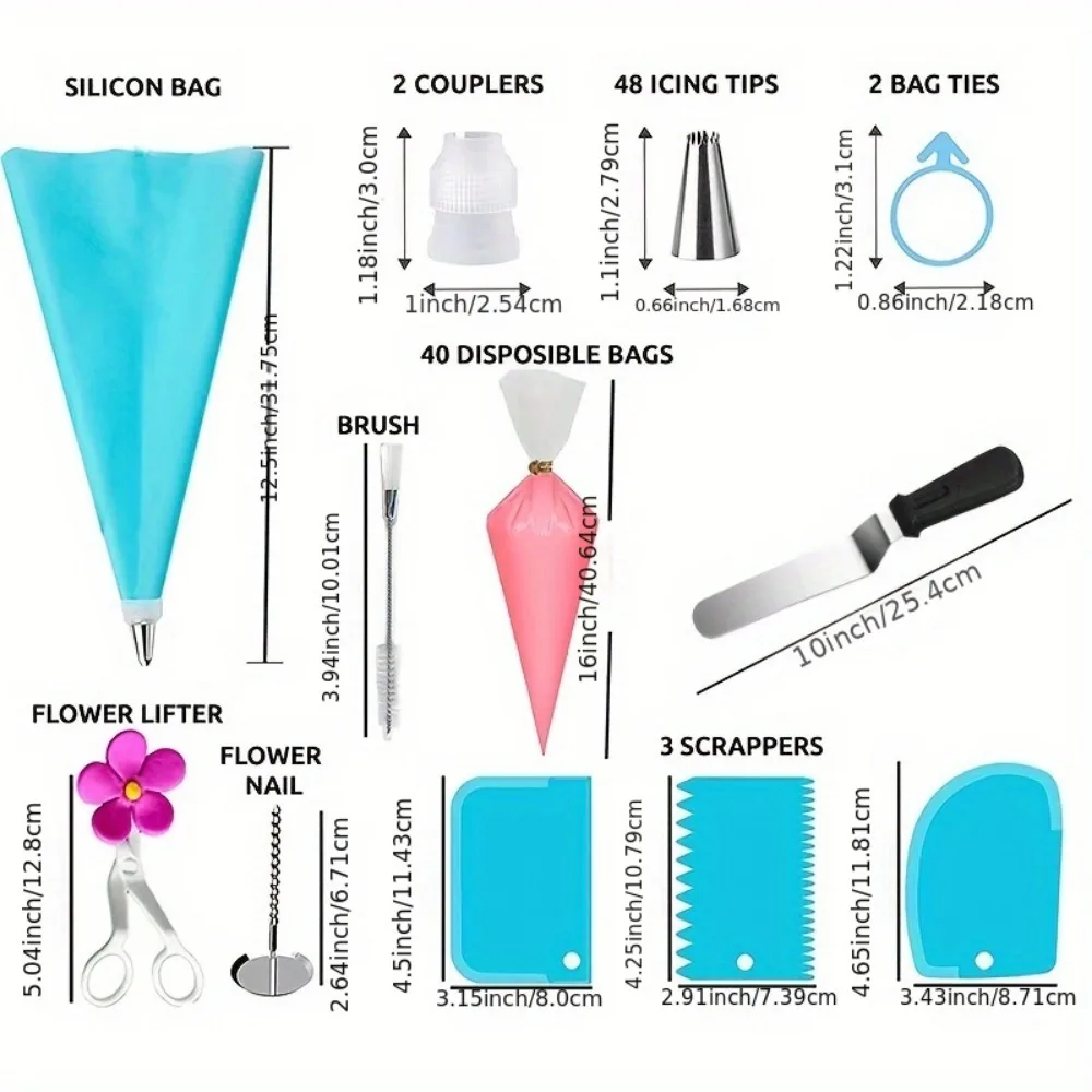 Cake Decorating Tip Set 100PCS/SET Icing Piping Bags and Tips Set