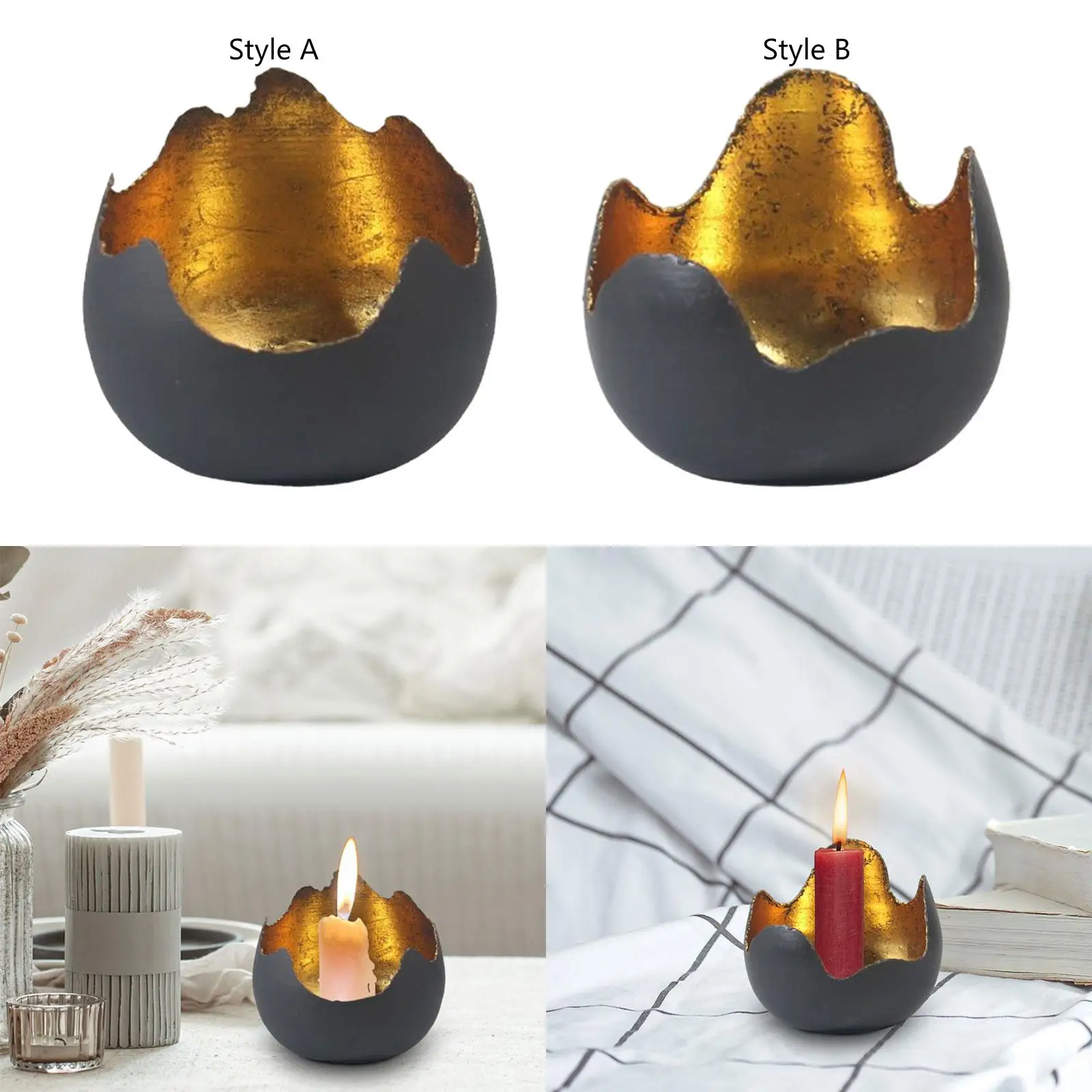 Candlestick Holder Retro Iron Eggshell Decoration Candlestick Ornaments Candle Stand for Table TV Stand Household Wedding Decor