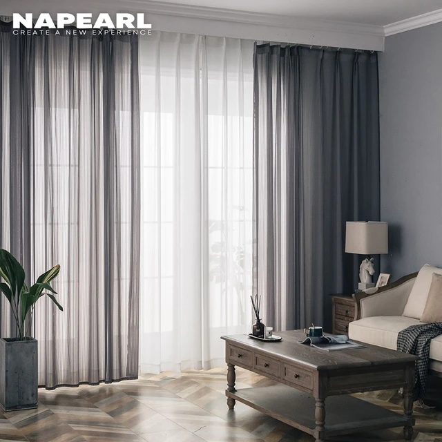 Tende moderne in Tulle grigio a strisce verticali per soggiorno tenda  trasparente per camera da letto tende trasparenti tende da finestra in  Voile - AliExpress