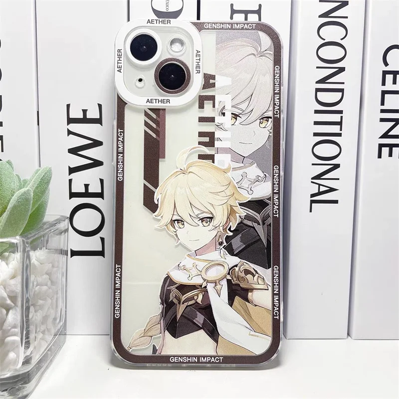 Genshin Impact Soft TPU Phone Case Featuring Xiao, Columbina, HuTao, and Furina