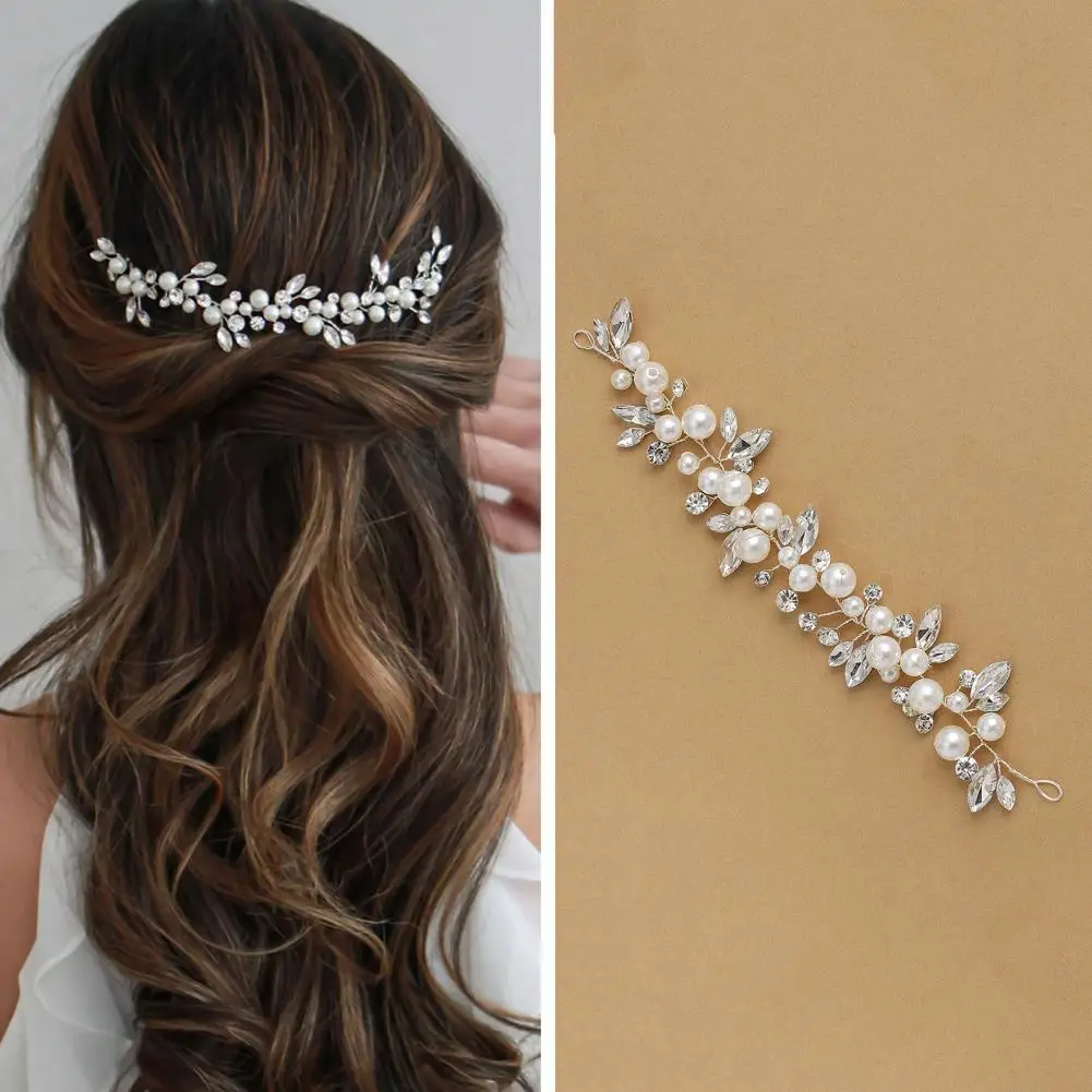 Hair Accessories Bridal Hair Accessories Fabulous Bride Headdress Wired Bride Wedding Headdress Faux Pearl Decorative Exquisite Hair Jewelry Wedding Accessories