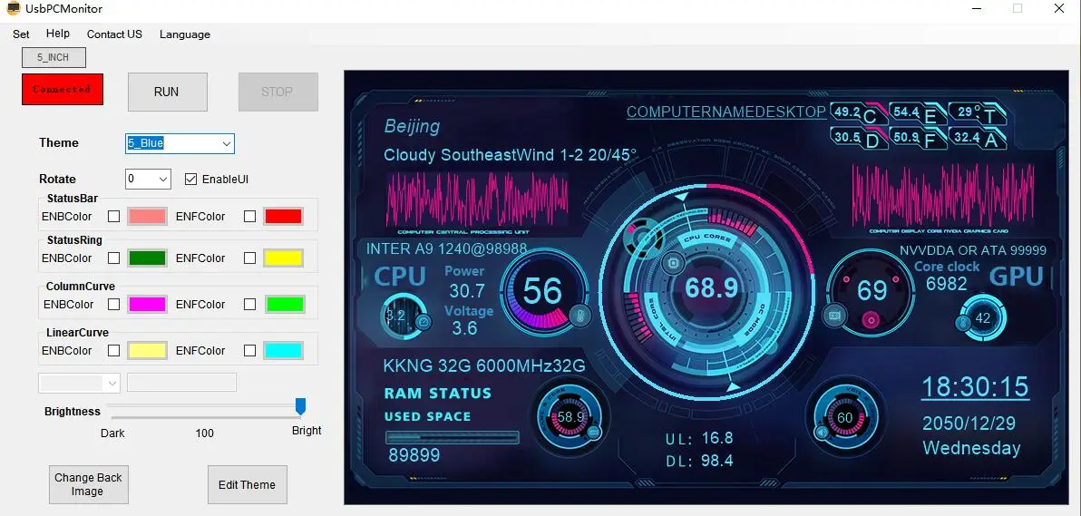 TYPE-C Tela Secundária Computador CPU GPU RAM