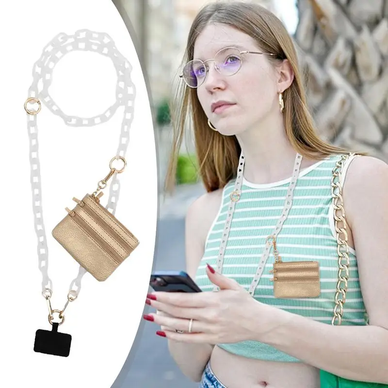 Lanyard For Phone Cellphone Chain And Pouch Aesthetic Adjustable Chain Cell Phone Strap Stylish Phone Holder With Wallet For