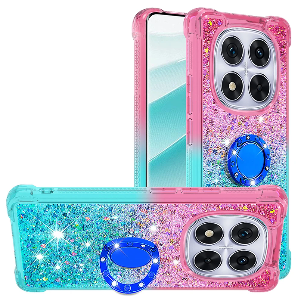 Liquid Quicksand Bling Sequins Phone Case with Ring Holder | Anti-Shock Cover