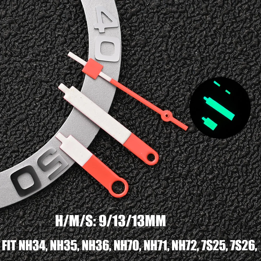 High-Quality Luminous Watch Hands with Red/Orange Finish
