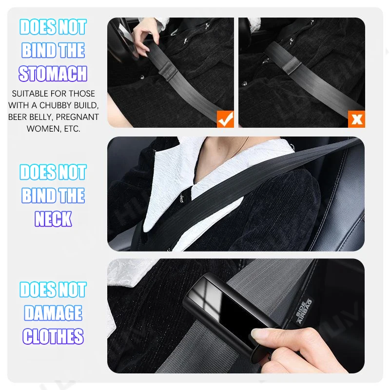 Regolatore della cintura di sicurezza per auto Regolazione libera Regolatore automatico della tracolla Clip per cintura di sicurezza per viaggiare Allevia la pressione/attrito - Image 4