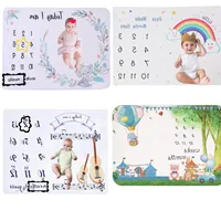 Baby Monthly Milestone Blanket For Girl Boys Floral Wings Newborn Soft Flannel Blanket Photo Prop Background Child Play Mats 1