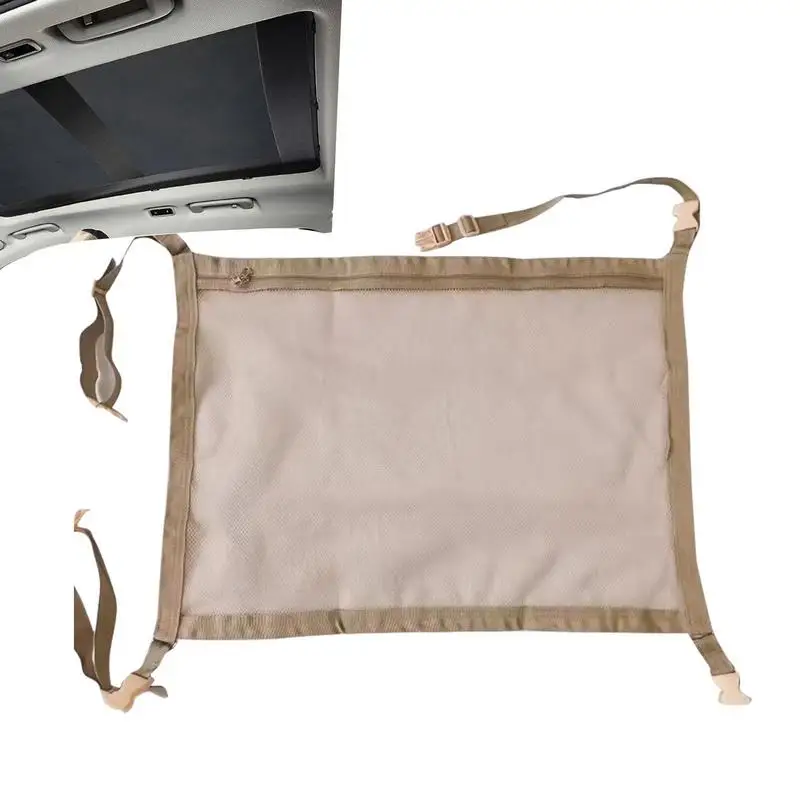 

Car Ceiling Cargo Net Pocket Adjustable Double-Layer Mesh SUV Roof Organizer 90*65cm Adjustable Double-Layer Mesh SUV Roof